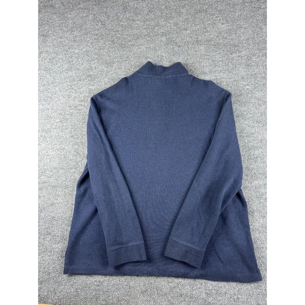 VINTAGE Polo Ralph Lauren Sweater Mens XL Blue 1/4 Zip Pullover Mock Neck Cotton